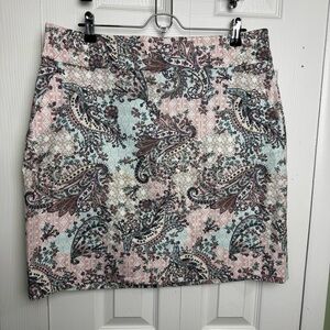 Talbolts Skirt Size 14 Pink Paisley Print Pencil Stretch Coquette